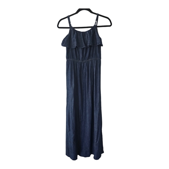 Deja Bleu  Demin Dress Sz S Blue Chambray Adjustable Strap Maxi Layered … - Picture 1 of 7